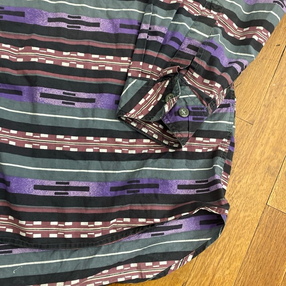 MILLER STOCKMAN Vtg 90s Purple Aztec Southwest Aztec Lind Sleeve Shirt Men's M - Picture 8 of 14